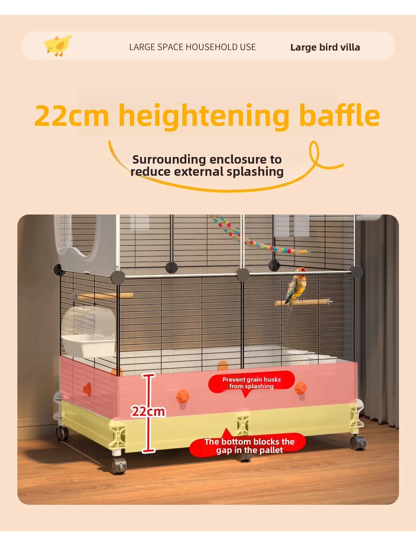 Grande Volière pour Perroquets Spacieuse Volière avec Perchoir Luxe Habitat pour Calopsittes et Perruches Design Anti-Salissures Villa pour Oiseaux