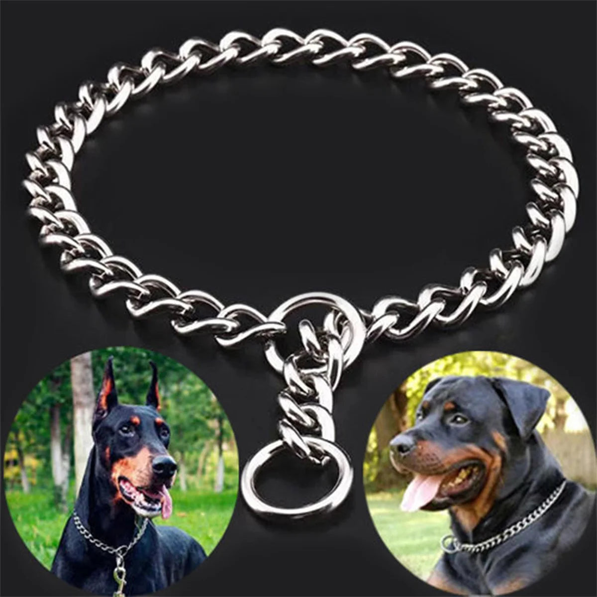 Collier étrangleur pour chien Pet P Snake Chain Collier étrangleur pour chien en acier inoxydable Collier de dressage réglable pour bouledogue