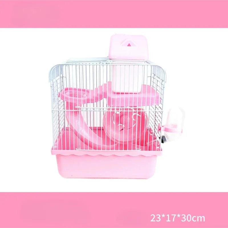 Petite cage de château pour hamster, cage extérieure pour animaux, cage portable, cage de château double couche pour hamster doré et ours.