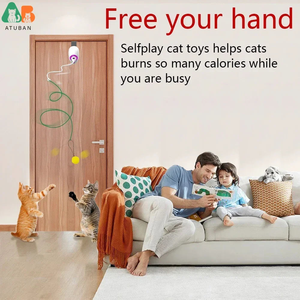 Jouet électrique pour chat à corde automatique, jouets interactifs à suspendre pour chaton, bâtons attrape-chat à mouvement aléatoire