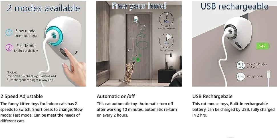 Jouet électrique pour chat à corde automatique, jouets interactifs à suspendre pour chaton, bâtons attrape-chat à mouvement aléatoire