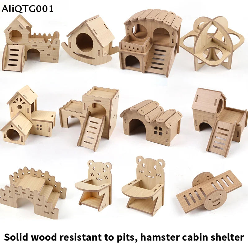 Wooden Bridge Seesaw Swing Set for Hamsters Small Animal Activity Center DIY Cage Accessories Climbing Toys