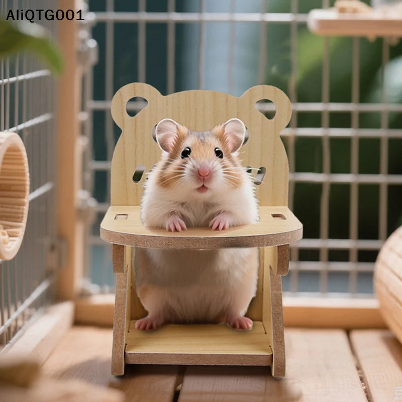Wooden Bridge Seesaw Swing Set for Hamsters Small Animal Activity Center DIY Cage Accessories Climbing Toys