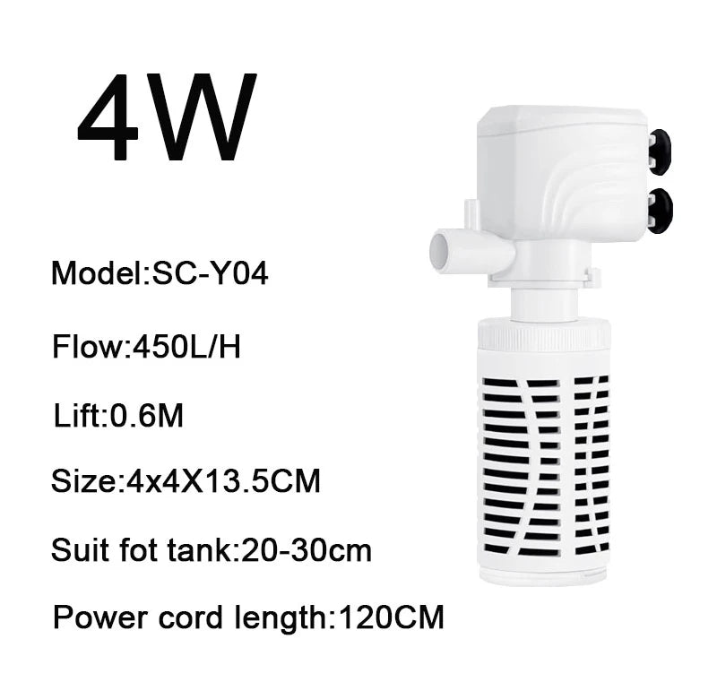 3 in 1 Aquarium Filter Pump Silent Fish Tank Submersible Air Oxygen Aerator Aquarium Air Pump Water Changer Pump Wave Maker 220v