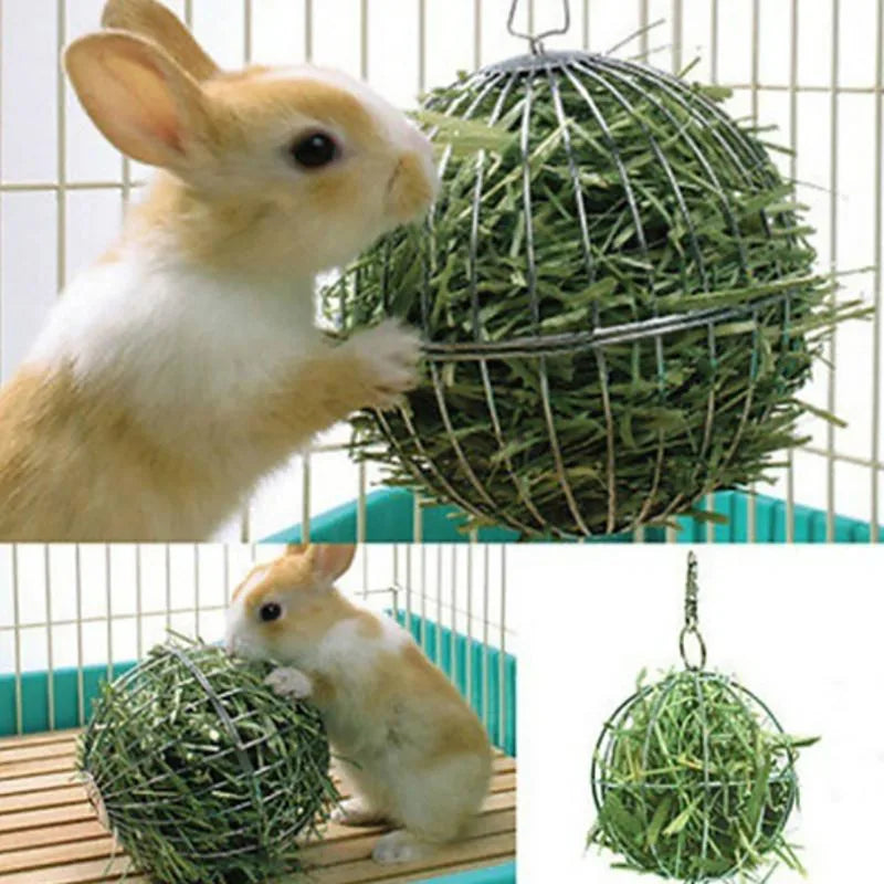 Balle de mangeoire à herbe pour lapins en acier inoxydable pour petits animaux de compagnie - Outil d'alimentation facile pour une digestion saine