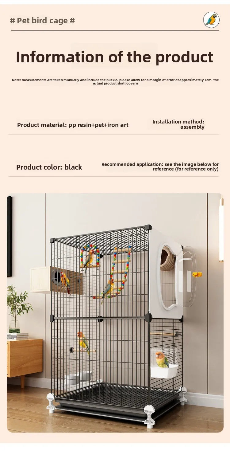 Grande cage à oiseaux pour perroquets, nouveau modèle de villa de luxe pour perruches, calopsittes, inséparables, volière spacieuse haut de gamme avec fonctionnalités modernes