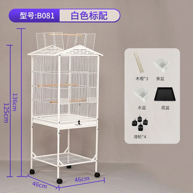 Cage à oiseaux en métal pour la maison, villa pour oiseaux ornementale, cage pour perroquet, cage métallique pour animaux de compagnie