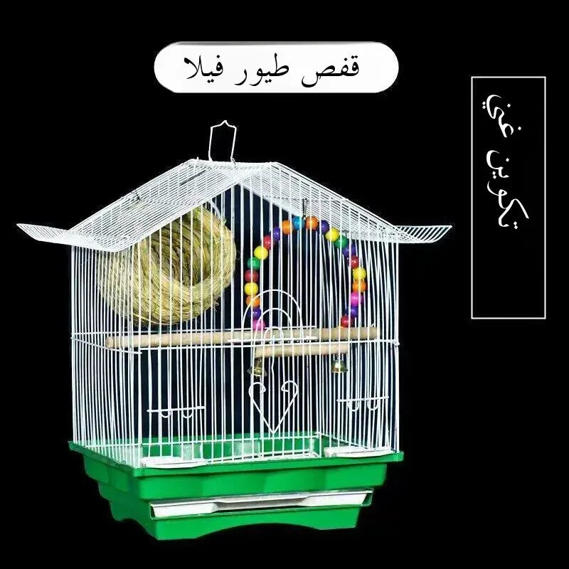 Petite Cage à Oiseaux Style Villa pour Perruches et Inséparables, Volière en Bois, Cage à Perroquets, Cage à Oiseaux de Compagnie, Type Maison